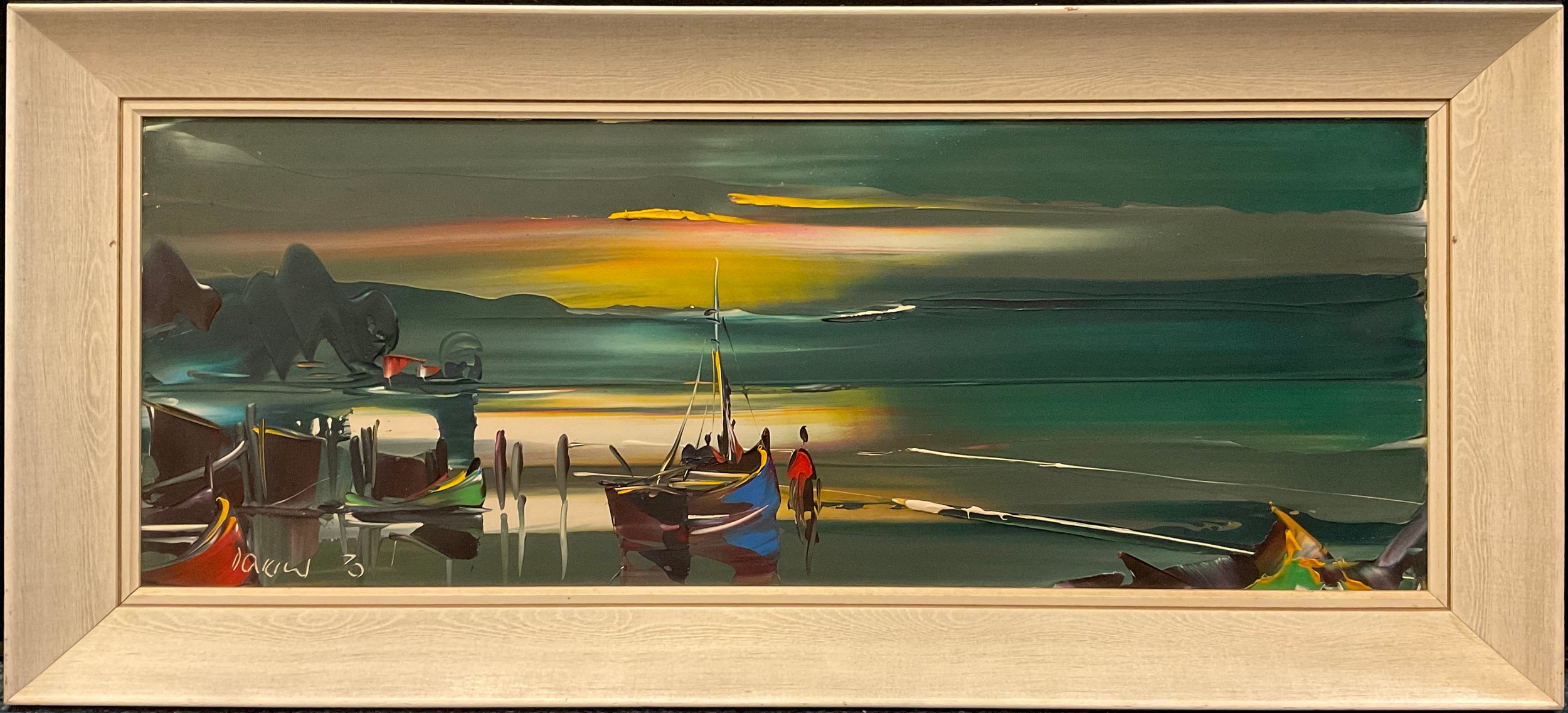 George R Deakins (1911-1982), Twilight Reflections, signed, impasto oil on board, artist’s studio