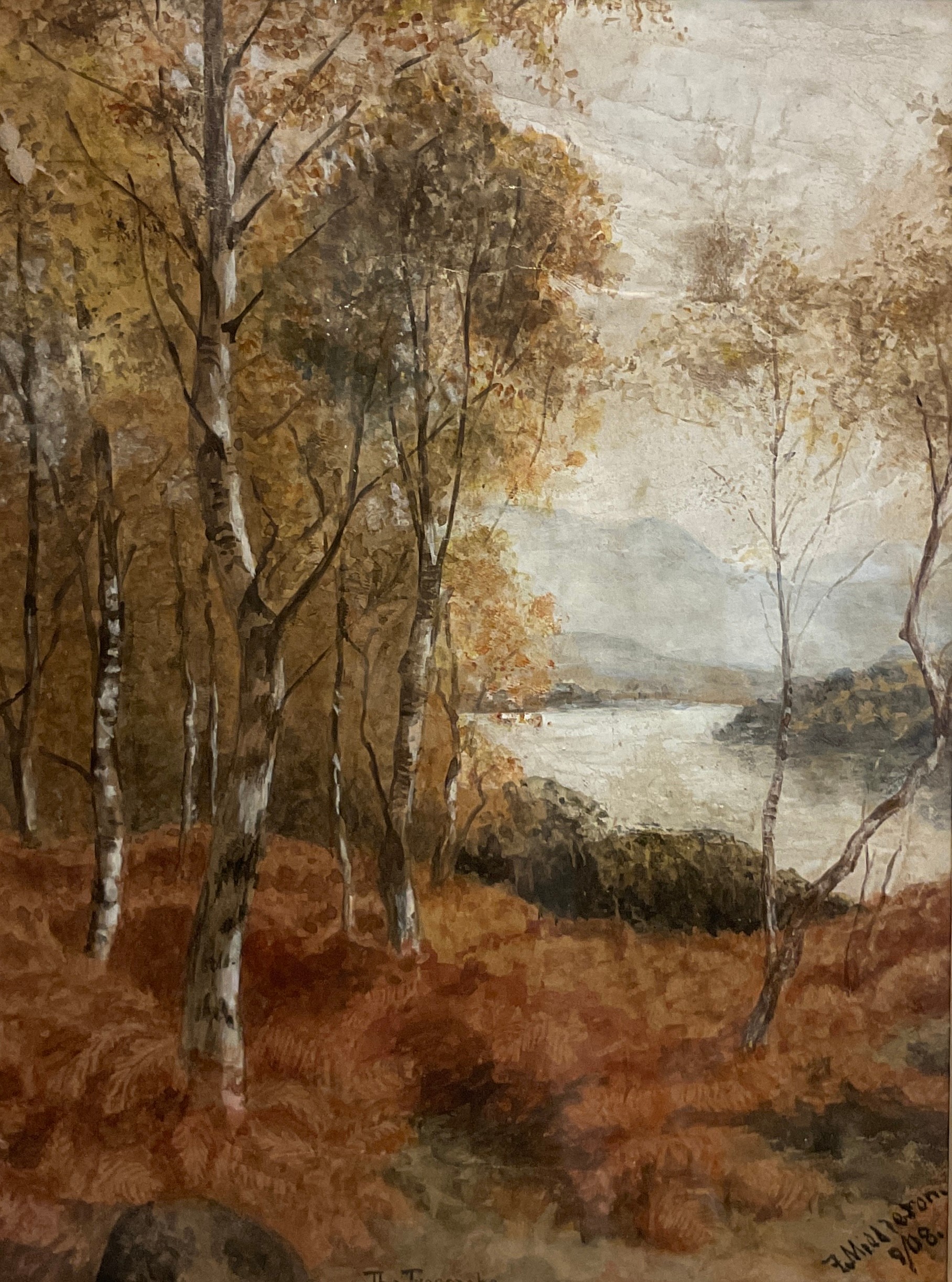 Frank Middleton, The Trossachs, signed, dated 1908, watercolour, 20cm x 15cm. - Image 2 of 2