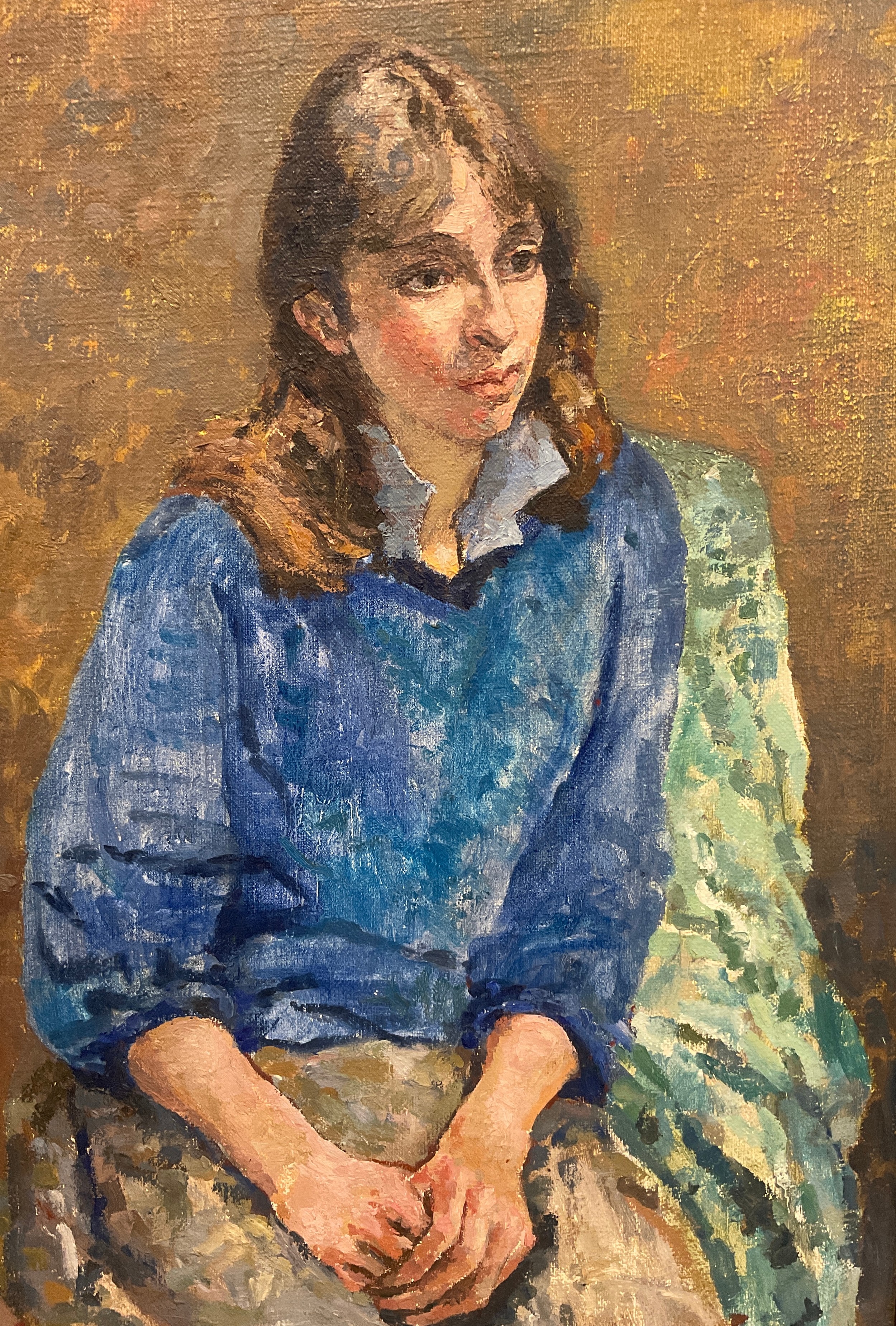 John Taylor, a portrait of Anna, signed, dated ‘86, oil on canvas, 76cm x 50cm. - Image 2 of 4