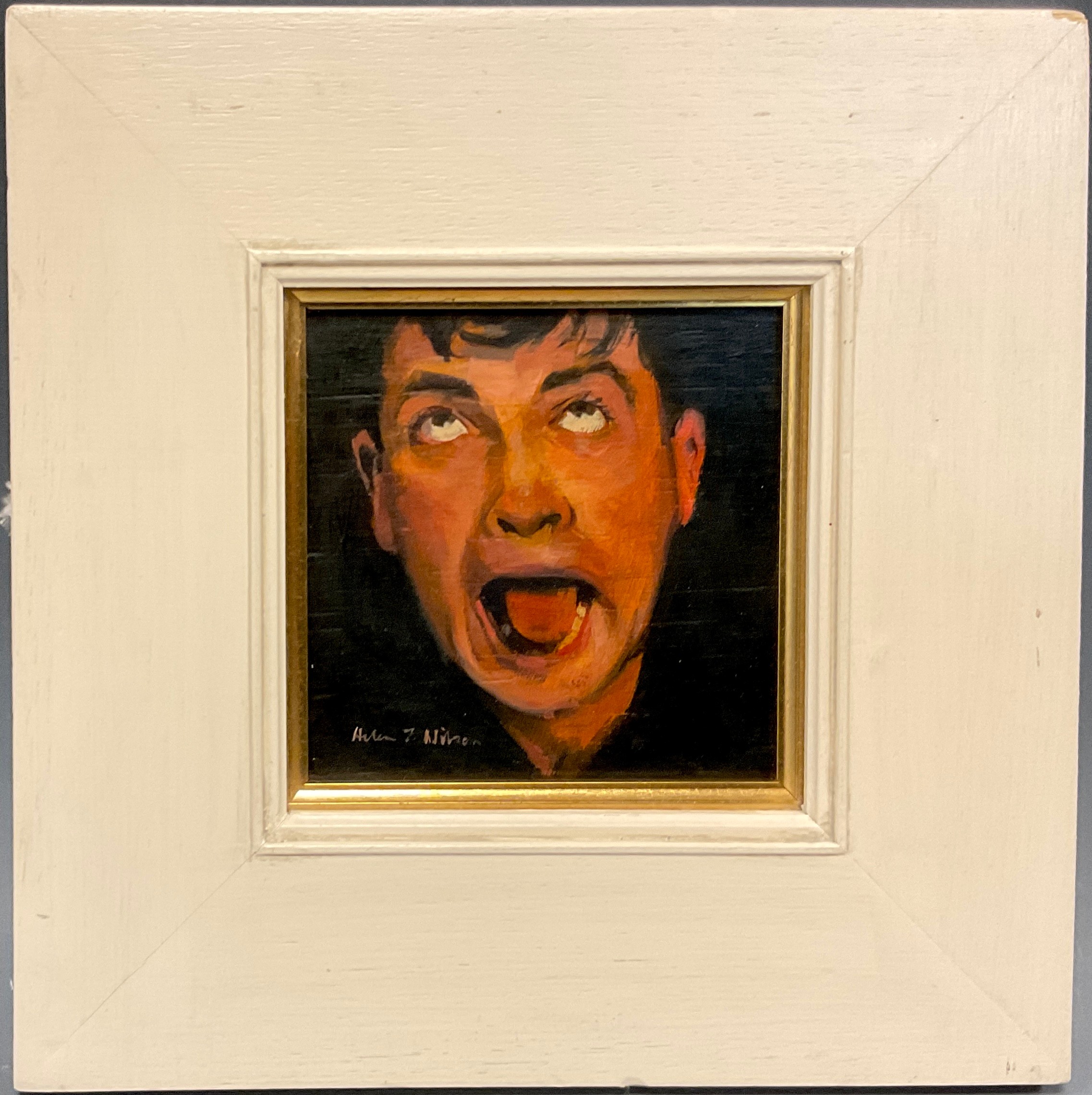 Helen F. Wilson RSW RGI PAI (SCOTTISH b. 1954 -) ‘The Scream’, signed, oil on board, 14cm x 13.5cm.