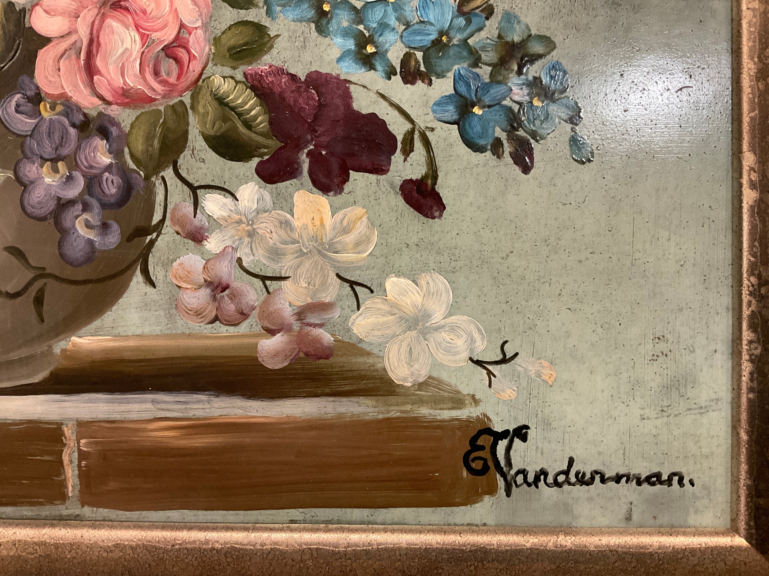 E. Vanderman, A Vase of Summer flowers, signed, oil on board, 46cm x 53cm. - Image 2 of 3