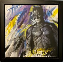 Jen Allen (British, 20th Century), ‘Silent Guardian’, study of Batman, signed, oil / Acrylic on