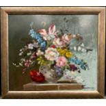 E. Vanderman, A Vase of Summer flowers, signed, oil on board, 46cm x 53cm.