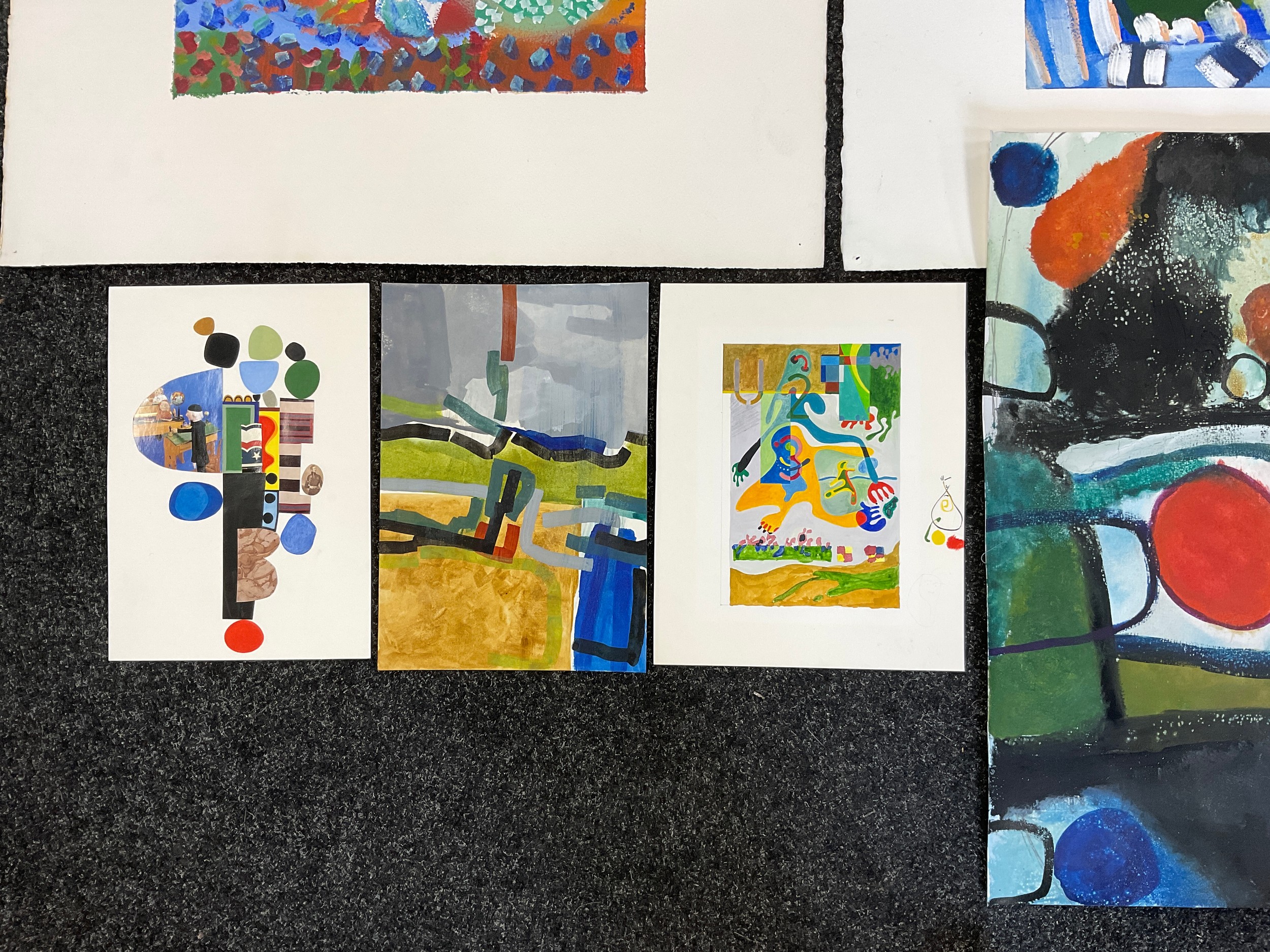 An interesting Artist’s Portfolio of Abstract works on paper, including oils, gouache, and - Image 4 of 6