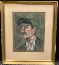 Continental school, ‘A Farm Worker’, indistinctly signed, pastel, dated 1954, 32cm x 25cm.