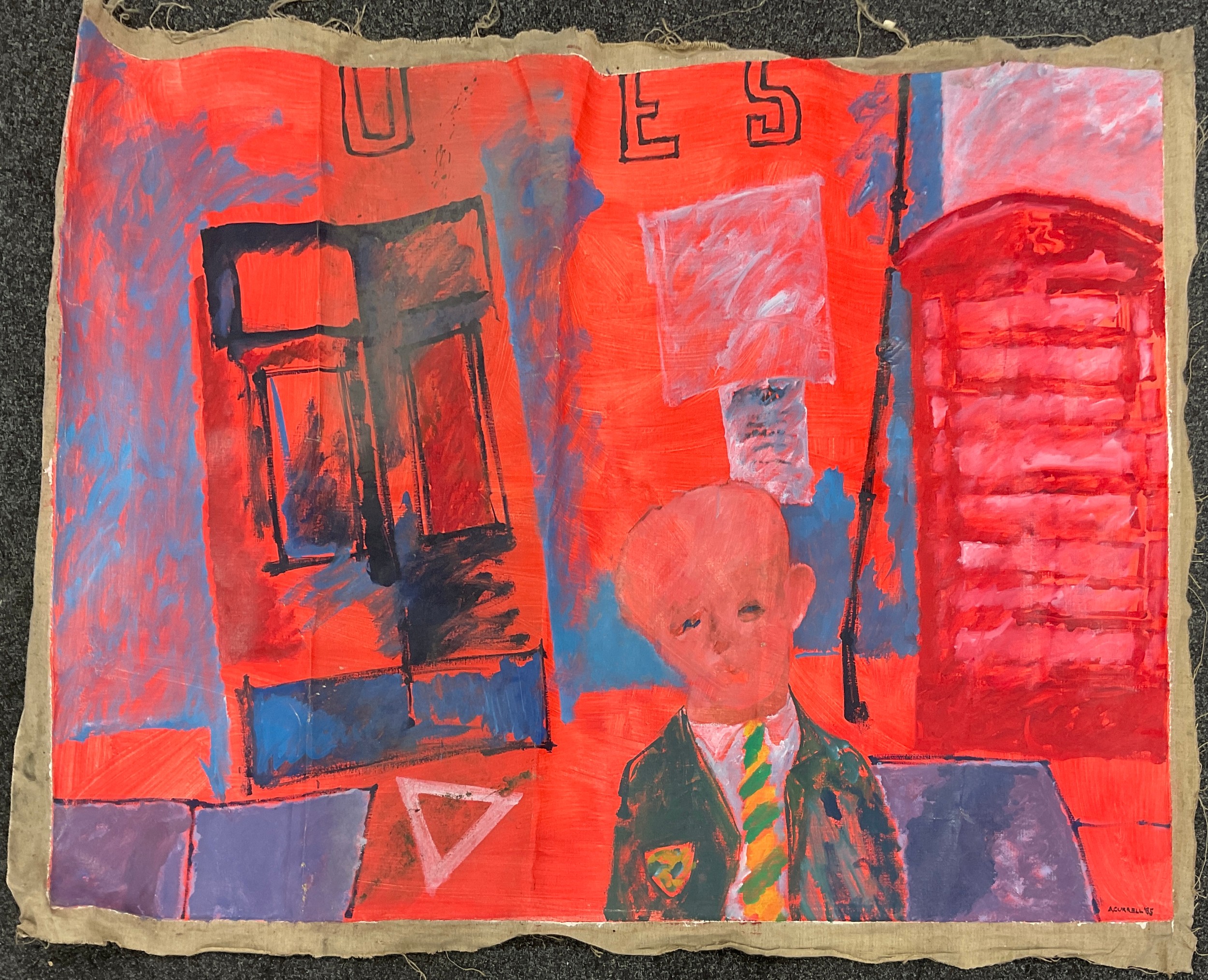 Anthony Currell, British b.1942, A School Boy, signed, dated 1985, oil on canvas, 121cm x 157cm.