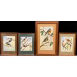 David Cocking (British, 20th century), A set of four ornithological studies, Long-tailed tits,