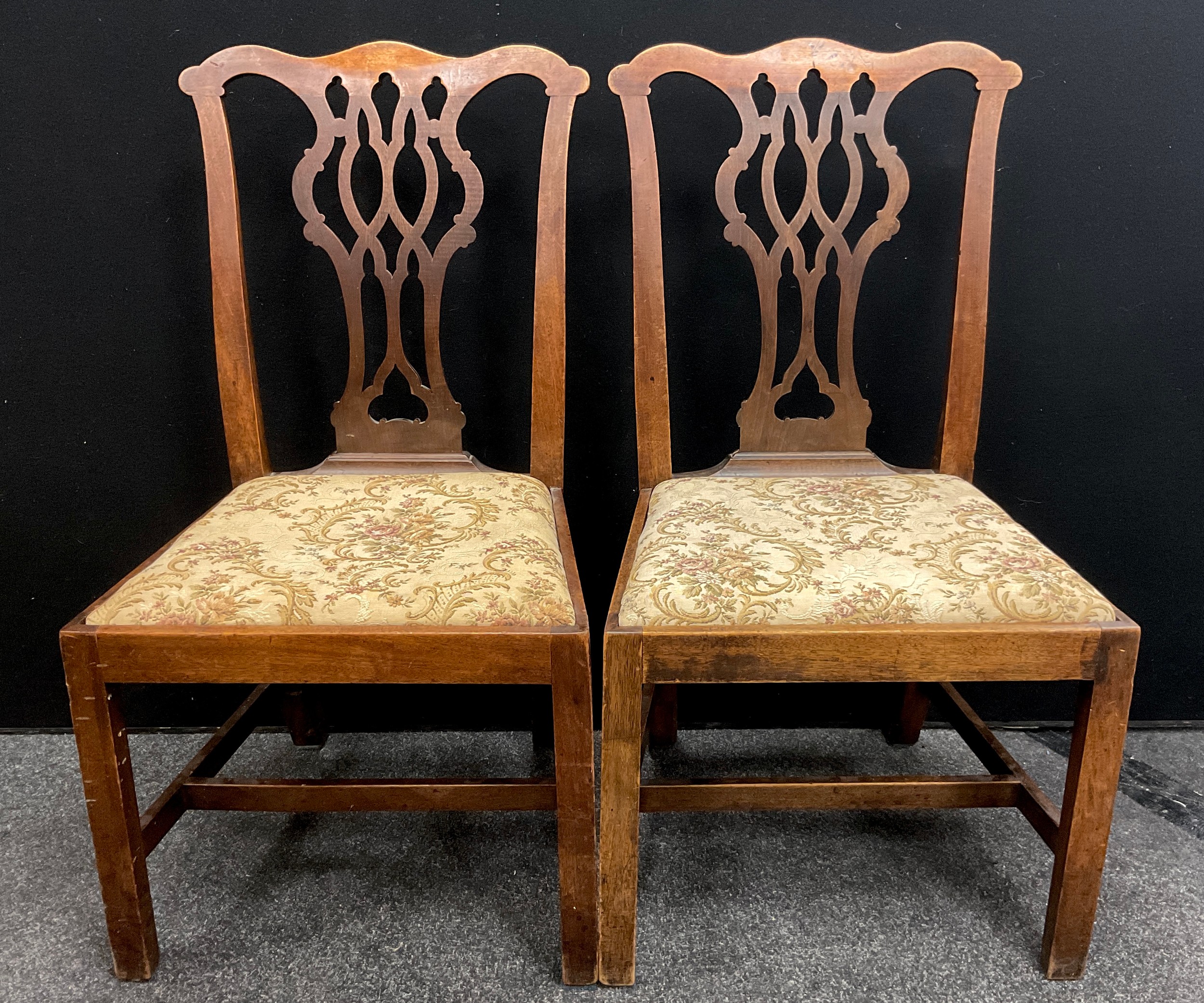 A pair of George III mahogany side chairs, c.1800; a pair of Victorian side chairs; a Regency - Image 2 of 4