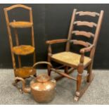 An Edwardian folding three tier cake stand, a small size Childs ladder back Rocking chair; large