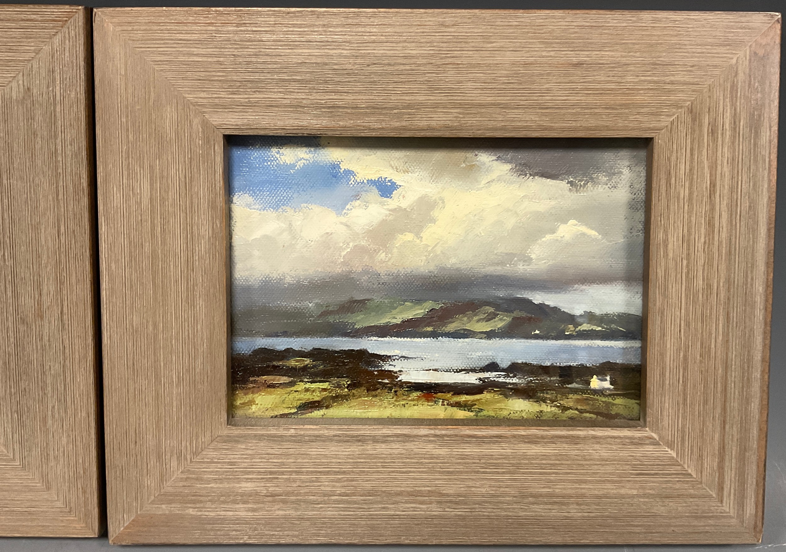 William J Swann, a pair, ‘Crofts, North Skye, Loch Dunvegan’, and ‘Sunrise over Loch Hourn, from - Image 2 of 3