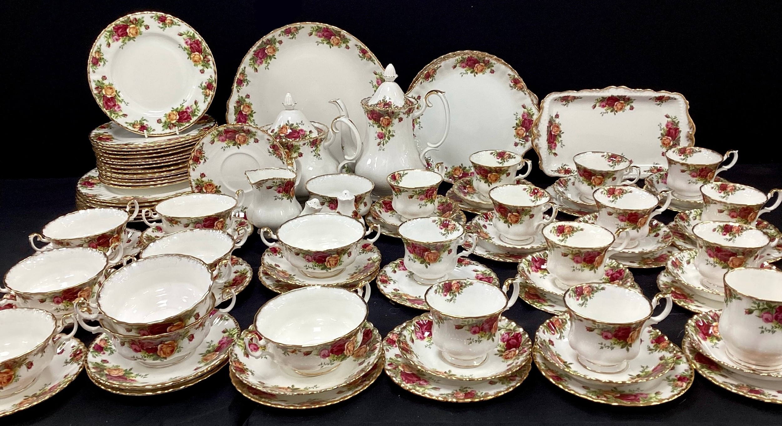 Royal Albert ‘Old Country roses’ tea service for twelve including; tea pot, coffee pot,sugar bowl,