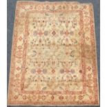 An Afghan type silk and wool mix rug / carpet, 213cm x 148cm.