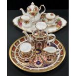 Royal Crown Derby 1128 pattern miniature cabaret tea set, another Royal Albert ‘Old Country