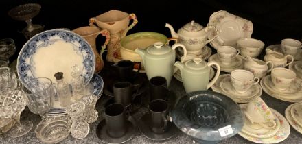 Ceramics and glass - Arthur wood garden wall vase and jug, Poole tea pot and coffee pot, mid century