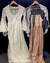 Ladies fashion- early 20th century and later night wear including; 1920’s lace and pink satin