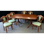A mahogany regency style D-end dining table by Reprodux furniture, and a set of six mahogany