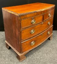 An early Victorian mahogany bow fronted chest, 80cm high, 92cm wide, c.1840