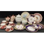 19th/20th century Spode Copeland cobalt and gilt plates, hand painted plates of birds, pot pourri,