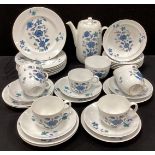 A Royal Worcester ‘Alhambra’ pattern part tea service for seven including; a tea pot, sugar bowl,