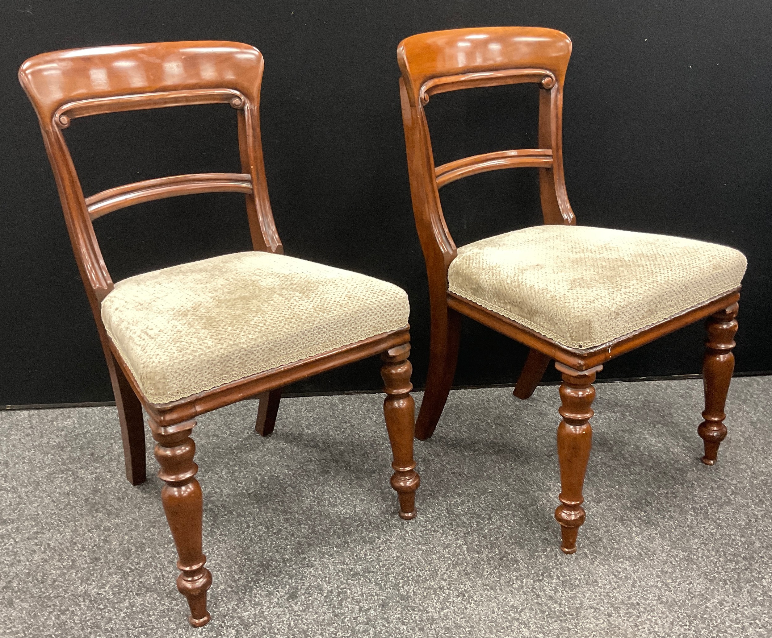 A pair of George III mahogany side chairs, c.1800; a pair of Victorian side chairs; a Regency - Image 4 of 4