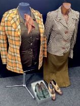 Ladies fashion - Windsmoor khaki satin shirt, size 12, Lee Bender bus stop pin stripped shirt, other