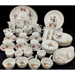 Royal Worcester ‘Evesham’ pattern and other for six including; coffee pot, tea pot, six tea cups and