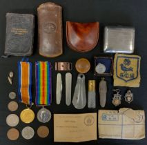 A World War I, medal pair, Victory and Civilization medals to PTE F Binns, 12-1139, Yorks & Lanc R ,