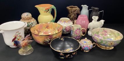 Mid century ceramics including; Carlton ware bowl, 20cm dia, Worcester style bowl, Burleigh ware