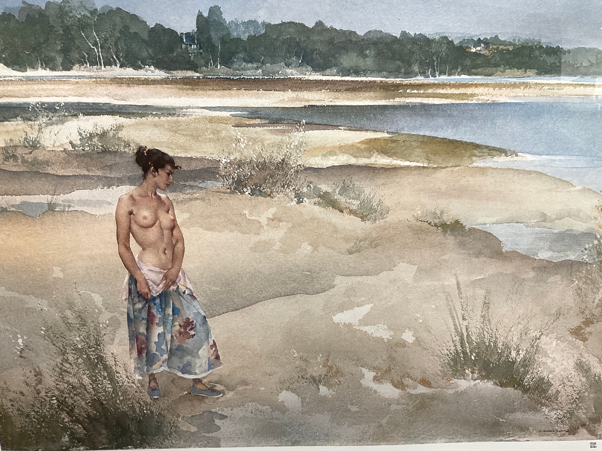 Sir William Russell Flint (1880-1969), after, ‘Carlotta on the Loire’, limited edition number 509/ - Image 2 of 4