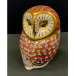 A Royal Crown Derby Owl paperweight, gold stopper, 11.5cm high