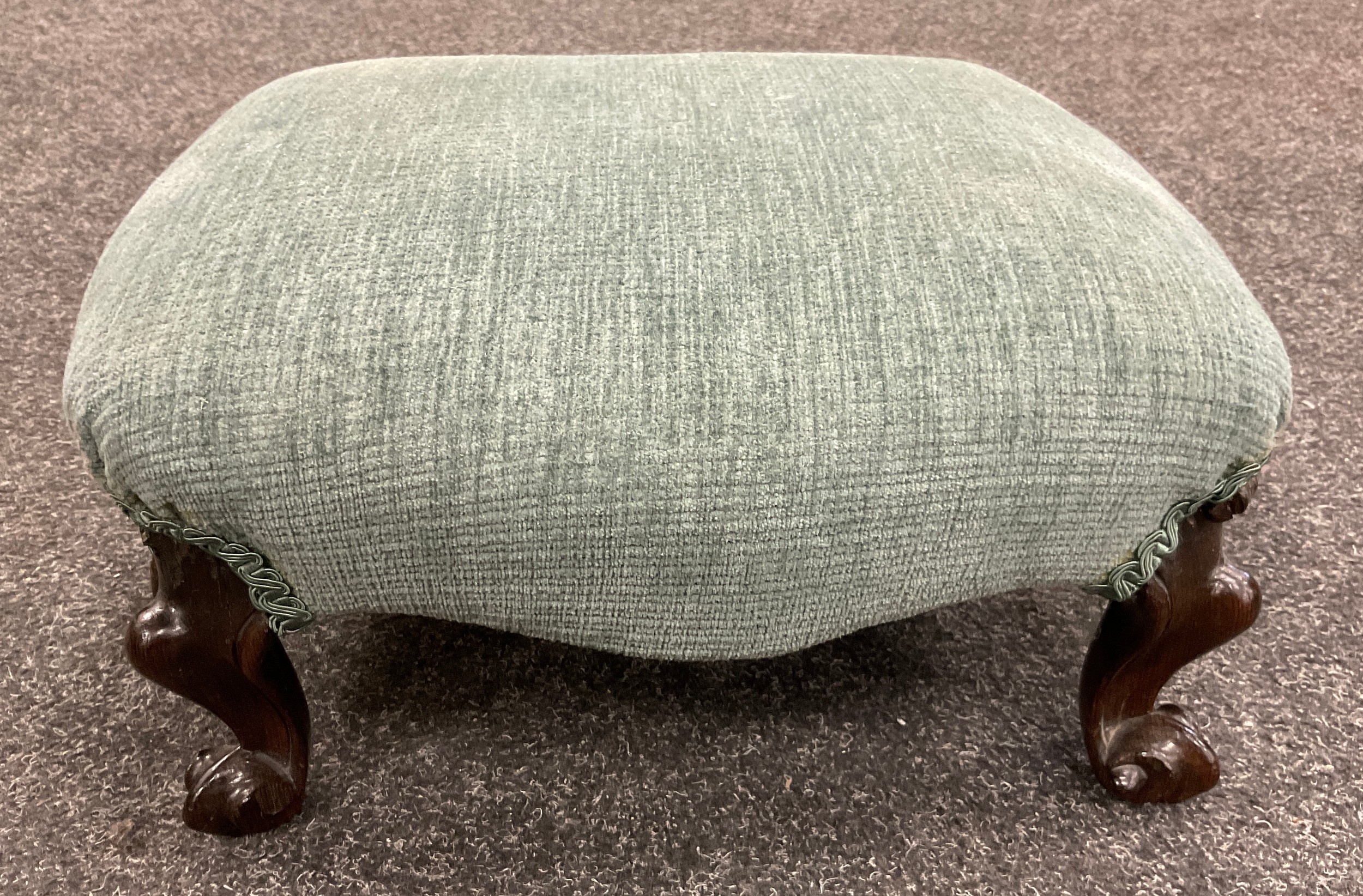 A 19th century footstool, serpentine-shaped top, cabriole legs with carved scroll terminals, 15cm - Image 2 of 3