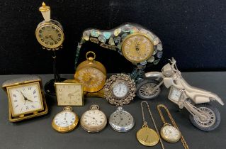 Clocks - a novelty William Widdop Timepiece/clock, as a Scrambler Motorbike, quartz movement; others