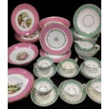 19th century porcelain including; a mint green tea service for eight including; eight tea cups and