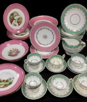 19th century porcelain including; a mint green tea service for eight including; eight tea cups and