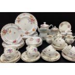 Royal Worcester ‘ Roanoke’ part tea service for eight including tea cups and saucers, side plates, a