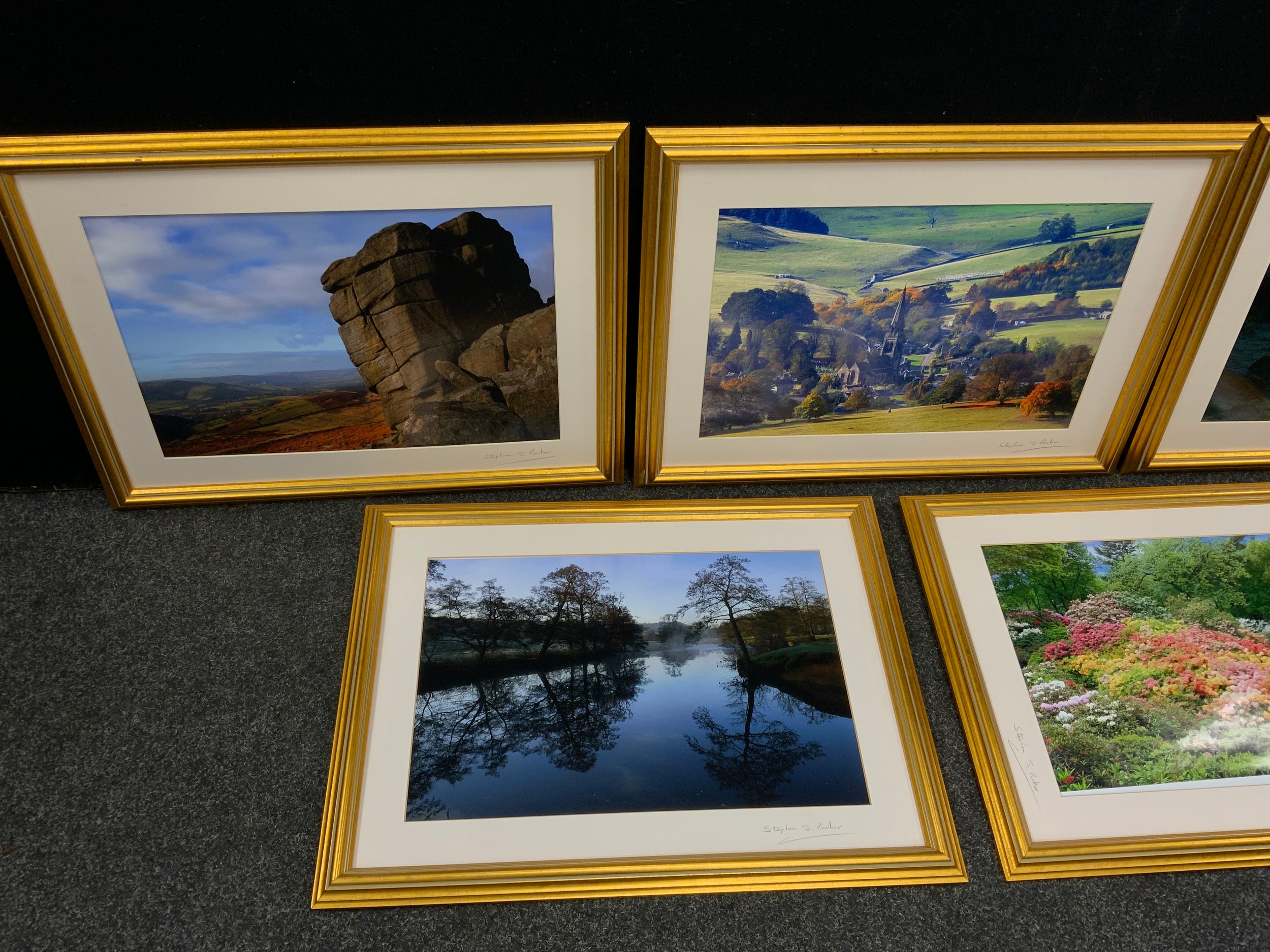 Stephen J. Parker, fine art photography - six Derbyshire landscapes; an ornate gilt effect - Image 3 of 5