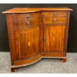 An unusual 19th century mahogany corner drawing room side cabinet, 82.5cm high x 84.5cm x 50cm.
