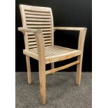 Garden Furniture - a serpentine front garden chair, slatted seat, approx 96cm x 64cm x 55cm