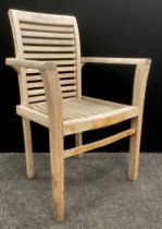 Garden Furniture - a serpentine front garden chair, slatted seat, approx 96cm x 64cm x 55cm