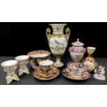 19th century and later English porcelain including; Bloor Derby multi lobed pedestal bowl, intwining