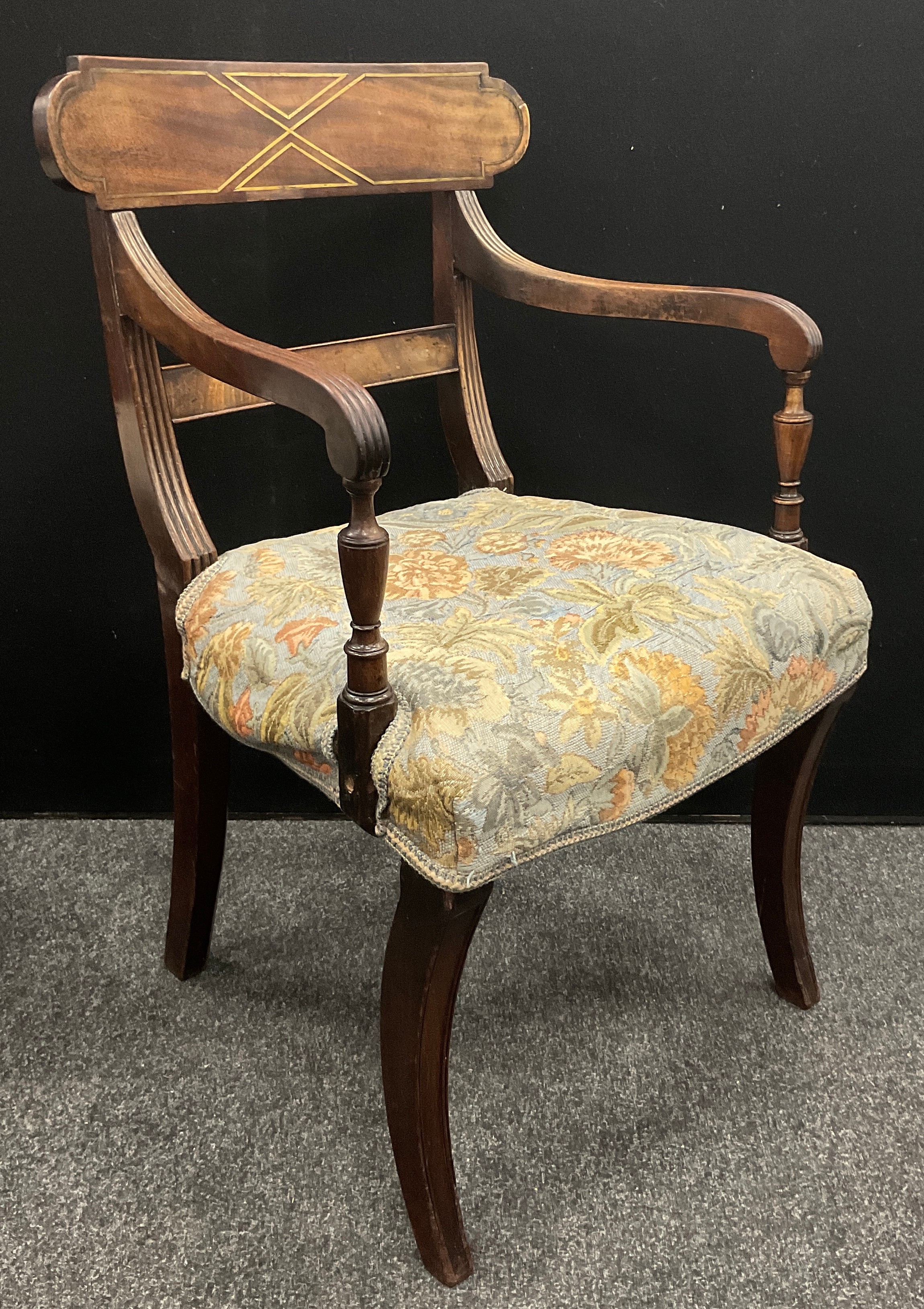 A pair of George III mahogany side chairs, c.1800; a pair of Victorian side chairs; a Regency - Image 3 of 4