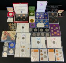 Coins & Tokens - 1991 decimal seven coin one penny to one pound set, others 1970. 1971, 1982;