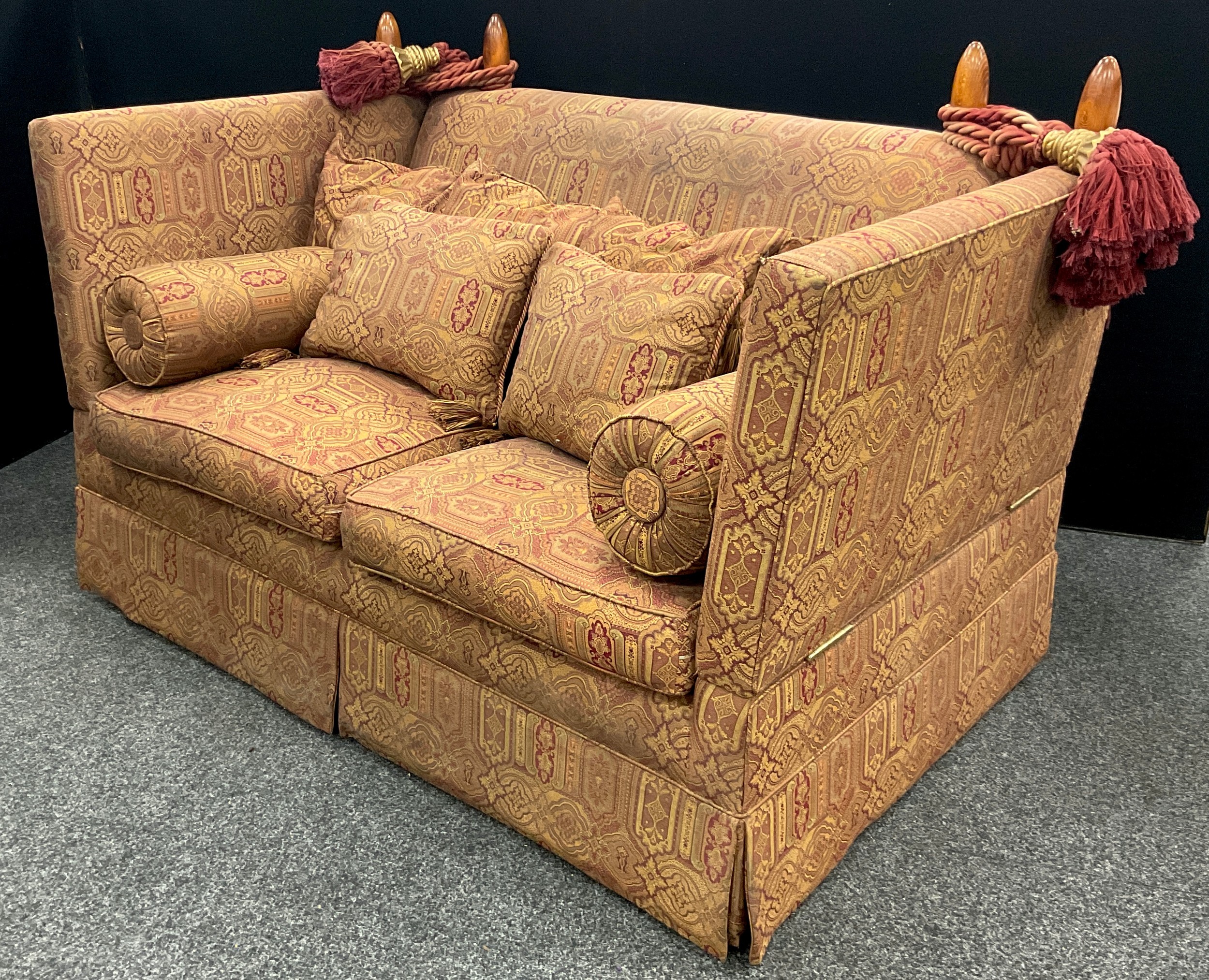 A Liberty and Co. style Knowle two seat sofa, of typical form with two loose cushion seats, six