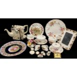 Ceramics - Royal Crown Derby Posies pattern breakfast cup and saucer, tea cup and saucer, plate etc;