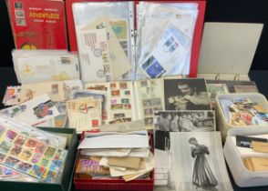 Stamps & Postcards - inc Donald MaGill, Mabel Lucie Attwell, etc, photographs, stamps and FDCs.