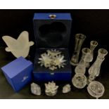 Swarovski Crystal and other including; Swarovski Crystal maxi three flower arrangement, 16cm wide,