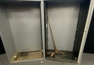 A pair of Haworth metal tambour/roller shutter door cabinets 162cm x 100cm x 47.5cm (2)
