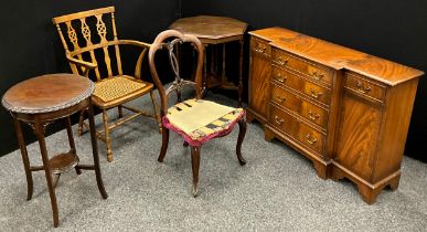 A George III revival mahogany break-centre hall cabinet, 75cm high x 116cm wide x 33.5cm deep,