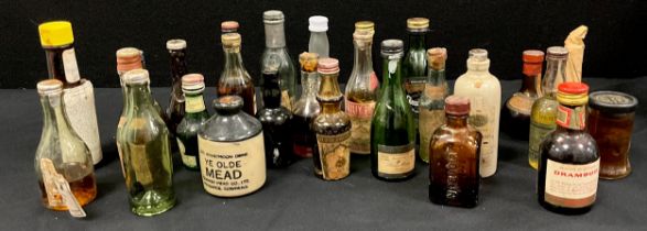 Miniature spirits including; Angostura aromatic bitters, Glenfiddich scotch whiskey, Schnapps peach;
