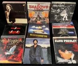 Vinyl Lp records approx 75 in total, inc wooden record crate, mixed genres inc Whitesnake, Thin